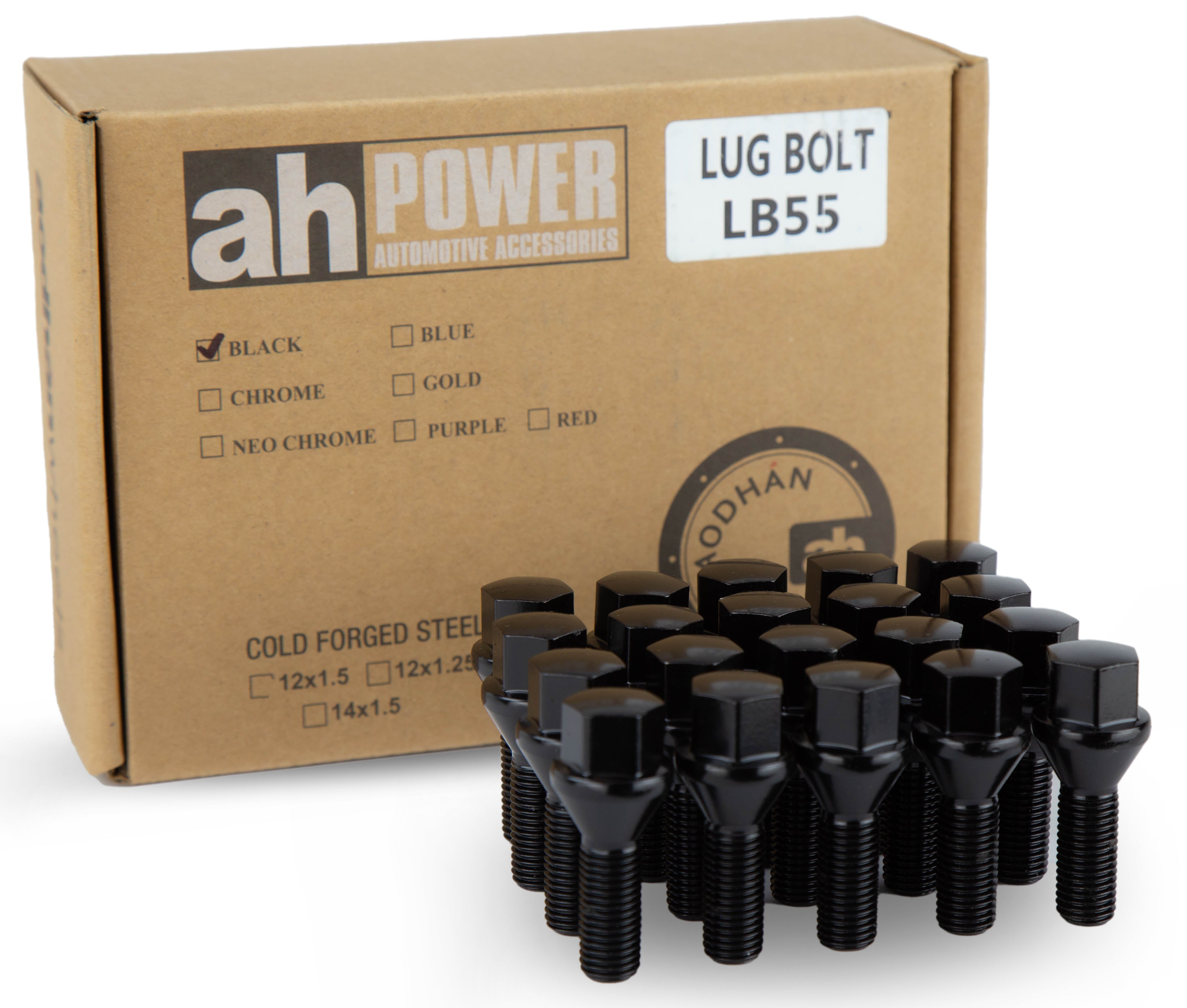 Aodhan LB55 Lug Bolts Set - Conical Seat, 28mm Shank Length