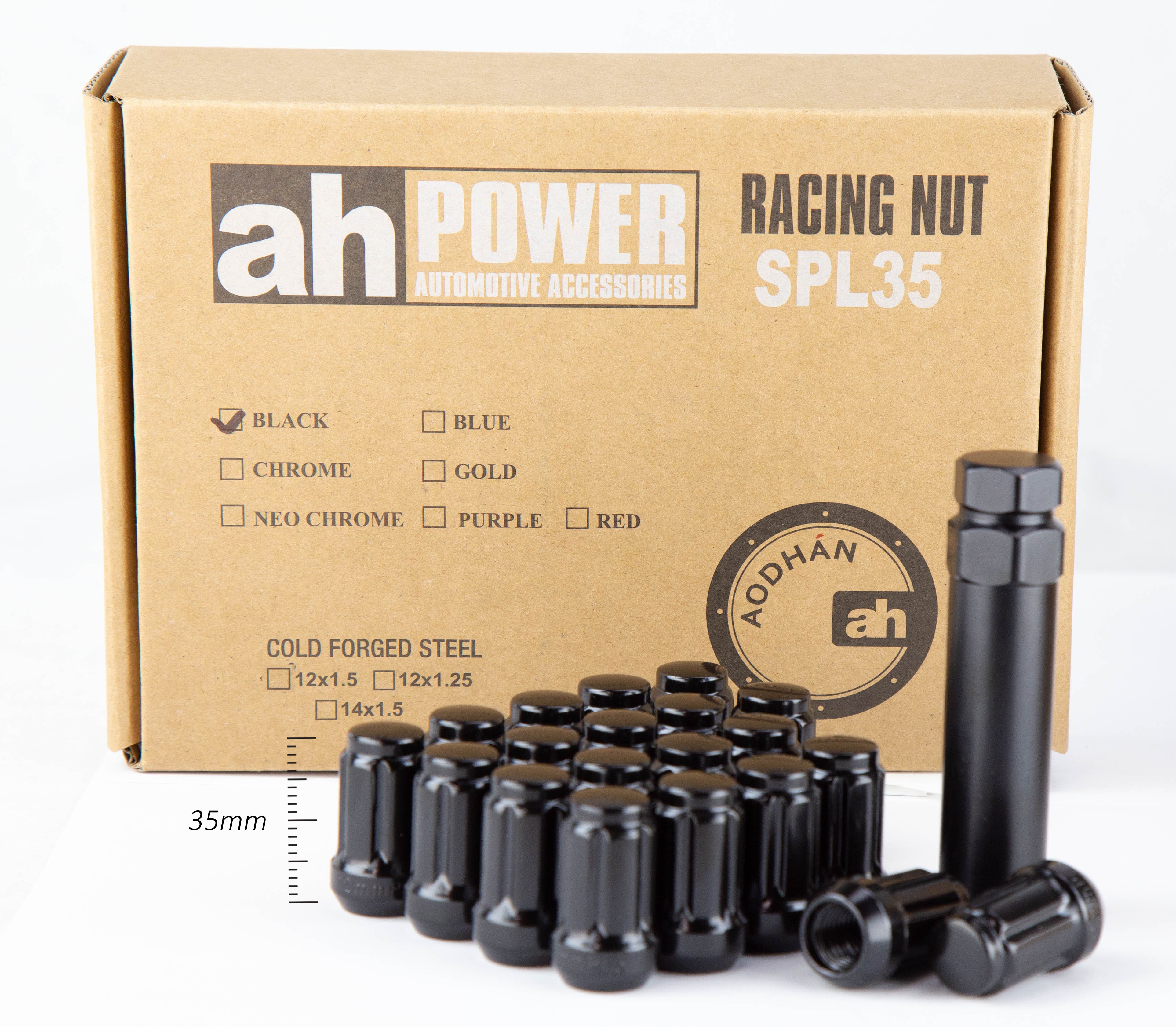 Aodhan Spline Lug nuts Set - Conical Seat ,35mm Overall Size