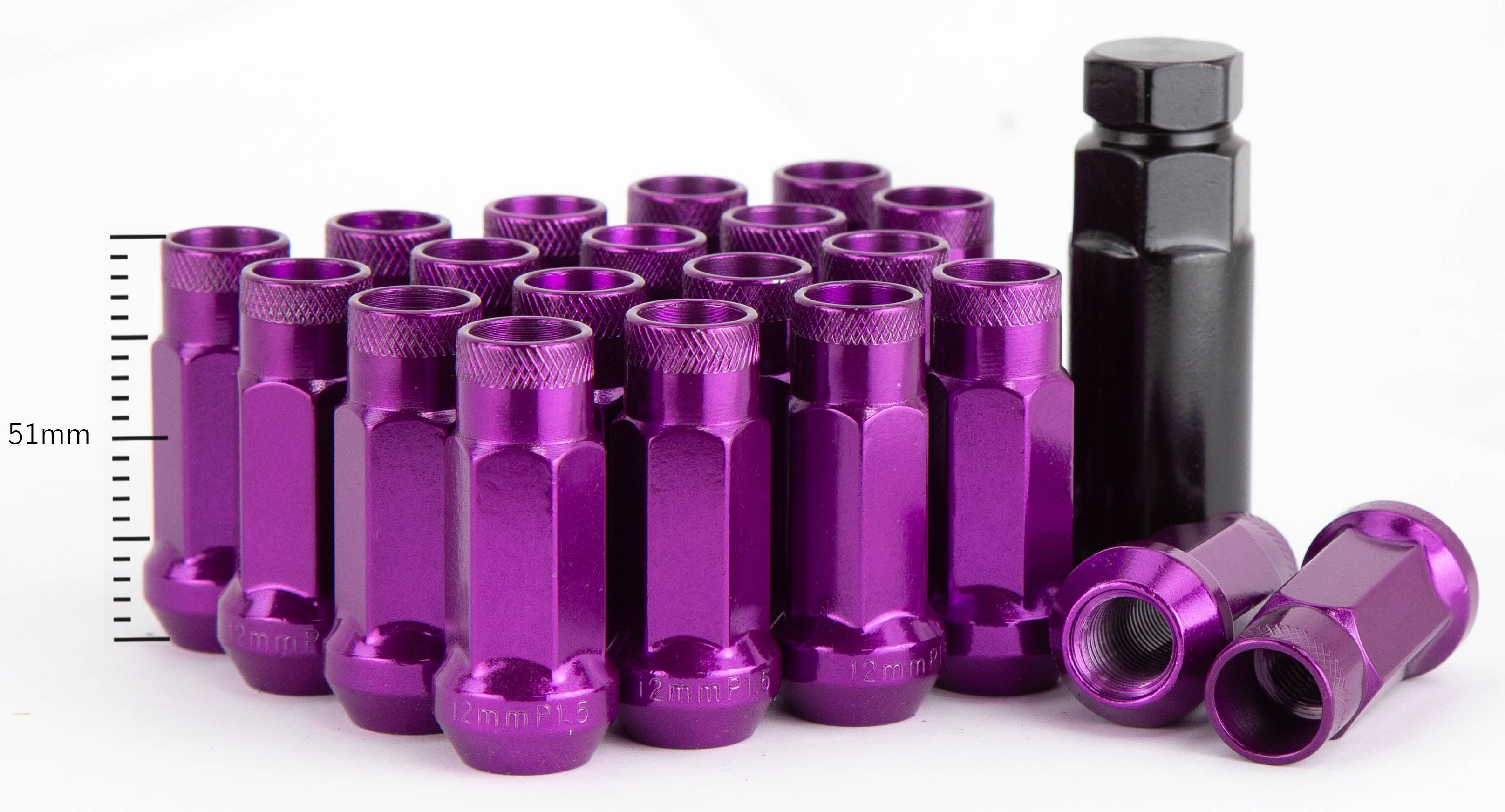 ALUDE（アルード） Aodhan XT51 Extended Open End Lug Nut Set – Conical Seat, 51mm