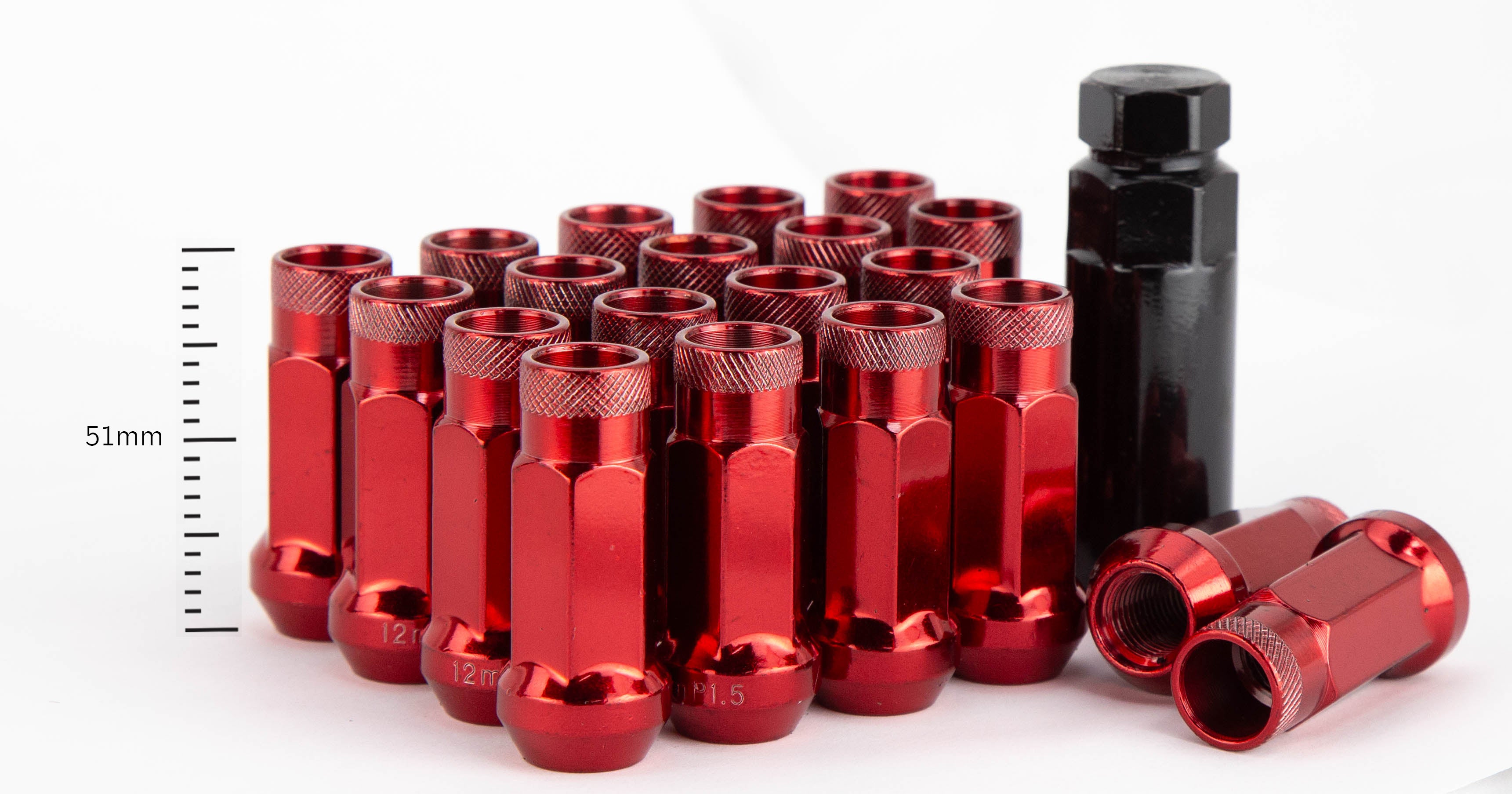 ALUDE（アルード） Aodhan XT51 Extended Open End Lug Nut Set – Conical Seat, 51mm